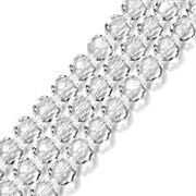 Krystalglas perle. Multi-facetteret. 4 mm. 1 streng.